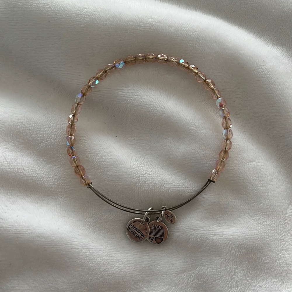 Alex and Ani light pink beaded silver bracelet